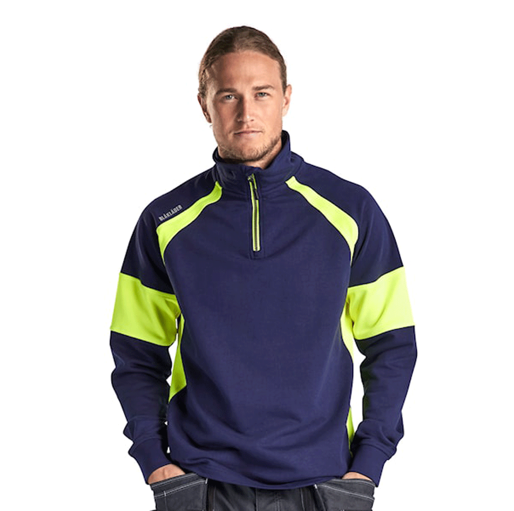 Blaklader 3550 1/4 Zip Sweatshirt with HiVis Panels Workwear Nation Ltd