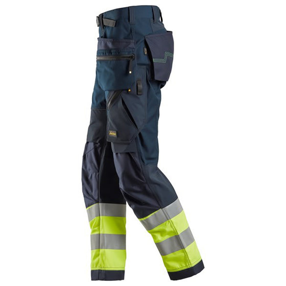 Snickers 6931 FlexiWork Hi-Vis Work Trousers Holster Pockets CL1 Various Colours Only Buy Now at Workwear Nation!