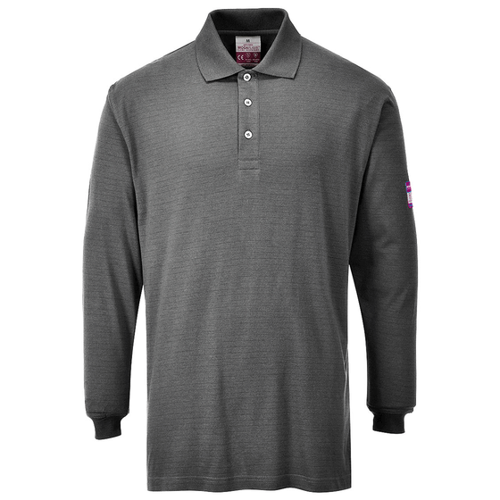 Portwest FR10 Flame Resistant Anti-Static Long Sleeve Polo Shirt - Premium FLAME RETARDANT SHIRTS from Portwest - Just £33.25! Shop now at Workwear Nation Ltd