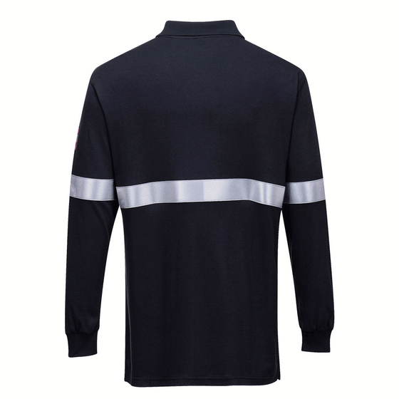 Portwest FR03 Flame Resistant Anti-Static Long Sleeve Polo Shirt with Reflective Tape - Premium FLAME RETARDANT SHIRTS from Portwest - Just £40.18! Shop now at Workwear Nation Ltd
