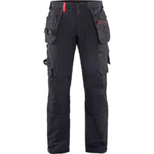  Blaklader 1522 Craftsmen 4-Way Stretch Trousers with Holster Pockets Black / Red Only Buy Now at Workwear Nation!
