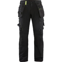  Blaklader 1522 Craftsmen 4-Way Stretch Trousers with Holster Pockets Black / Yellow Only Buy Now at Workwear Nation!