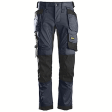  Snickers 6241 AllroundWork, Stretch Work Knee Pad Trousers Holster Pockets Navy Blue Only Buy Now at Workwear Nation!