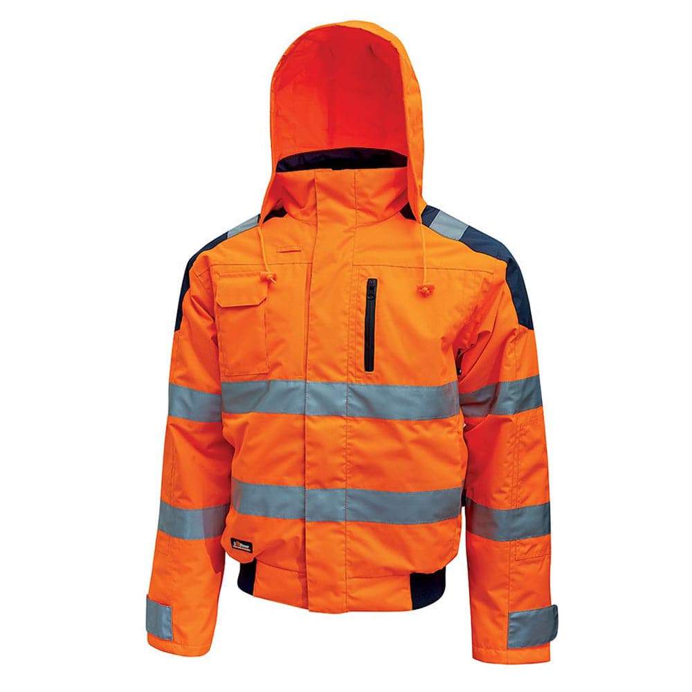 U Power Best Hi Vis Waterproof Breathable Work Bomber Jacket Hood