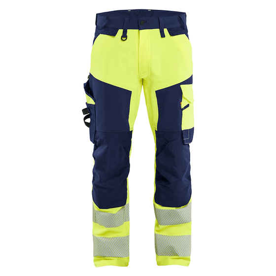 Blaklader 1124 Hi-Vis 4-Way Stretch Kneepad Trousers Hi-Vis Yellow - Workwear Nation Ltd