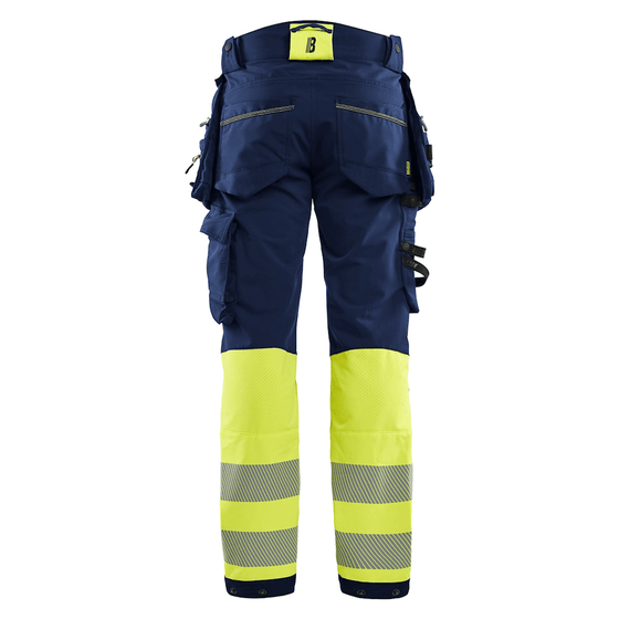 Blaklader 1125 Hi-Vis 4-Way Stretch Kneepad Trousers Navy/Yellow - Workwear Nation Ltd