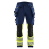 Blaklader 1125 Hi-Vis 4-Way Stretch Kneepad Trousers Navy/Yellow - Workwear Nation Ltd