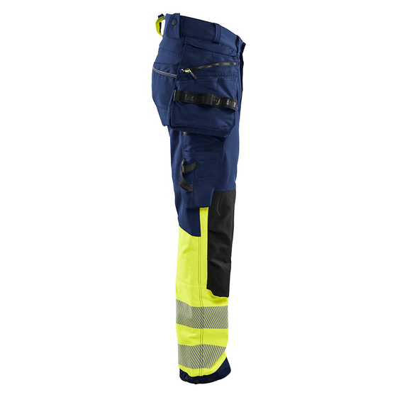 Blaklader 1125 Hi-Vis 4-Way Stretch Kneepad Trousers Navy/Yellow - Workwear Nation Ltd