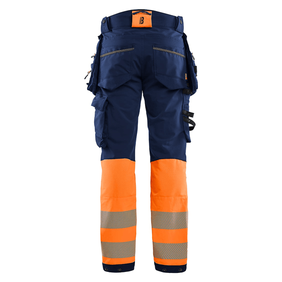 Blaklader 1125 Hi-Vis 4-Way Stretch Kneepad Trousers Navy/Orange - Workwear Nation Ltd