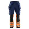Blaklader 1125 Hi-Vis 4-Way Stretch Kneepad Trousers Navy/Orange - Workwear Nation Ltd