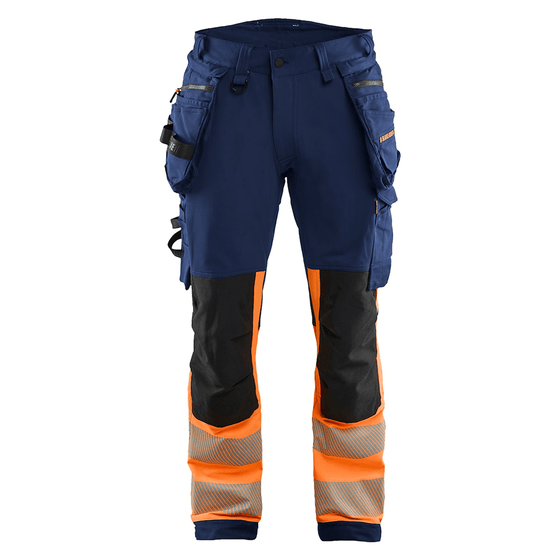 Blaklader 1125 Hi-Vis 4-Way Stretch Kneepad Trousers Navy/Orange - Workwear Nation Ltd