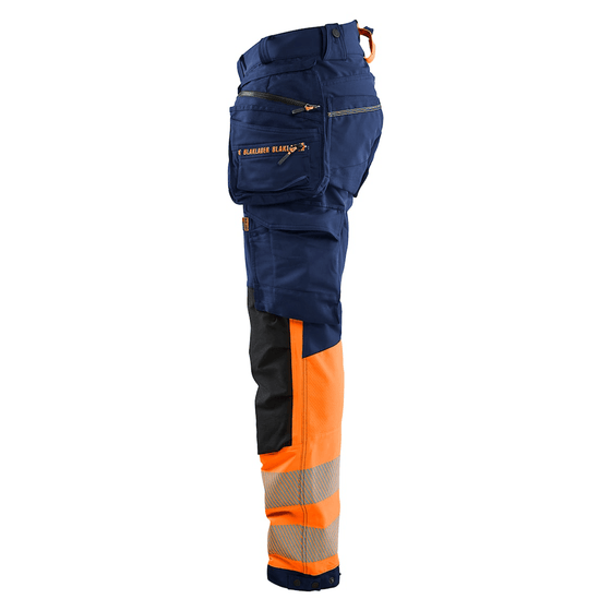 Blaklader 1125 Hi-Vis 4-Way Stretch Kneepad Trousers Navy/Orange - Workwear Nation Ltd