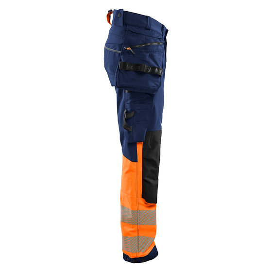Blaklader 1125 Hi-Vis 4-Way Stretch Kneepad Trousers Navy/Orange - Workwear Nation Ltd