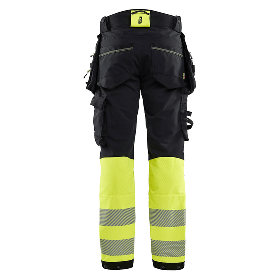 Blaklader 1125 Hi-Vis 4-Way Stretch Kneepad Trousers Black/Yellow - Workwear Nation Ltd