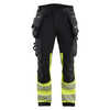 Blaklader 1125 Hi-Vis 4-Way Stretch Kneepad Trousers Black/Yellow - Workwear Nation Ltd