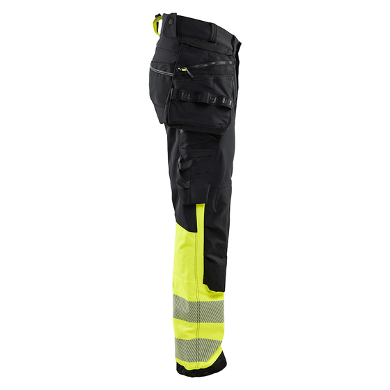 Blaklader 1125 Hi-Vis 4-Way Stretch Kneepad Trousers Black/Yellow - Workwear Nation Ltd
