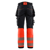 Blaklader 1125 Hi-Vis 4-Way Stretch Kneepad Trousers Black/Red - Workwear Nation Ltd