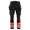 Blaklader 1125 Hi-Vis 4-Way Stretch Kneepad Trousers Black/Red - Workwear Nation Ltd