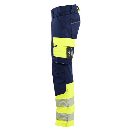 Blaklader 1126 Hi-Vis 4-Way Stretch Kneepad Trousers Navy/Yellow - Workwear Nation Ltd