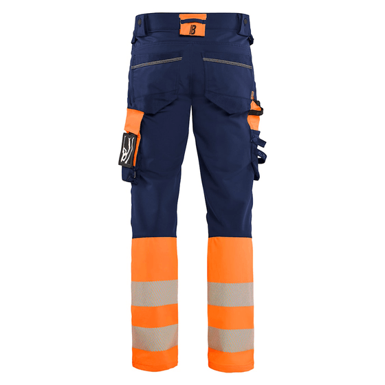 Blaklader 1126 Hi-Vis 4-Way Stretch Kneepad Trousers Navy/Orange - Workwear Nation Ltd