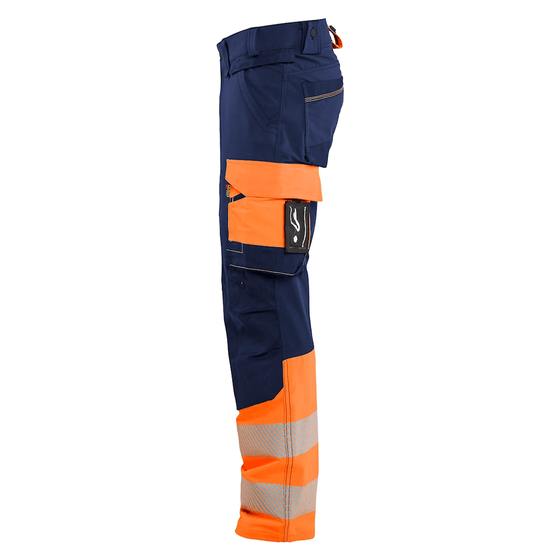 Blaklader 1126 Hi-Vis 4-Way Stretch Kneepad Trousers Navy/Orange - Workwear Nation Ltd