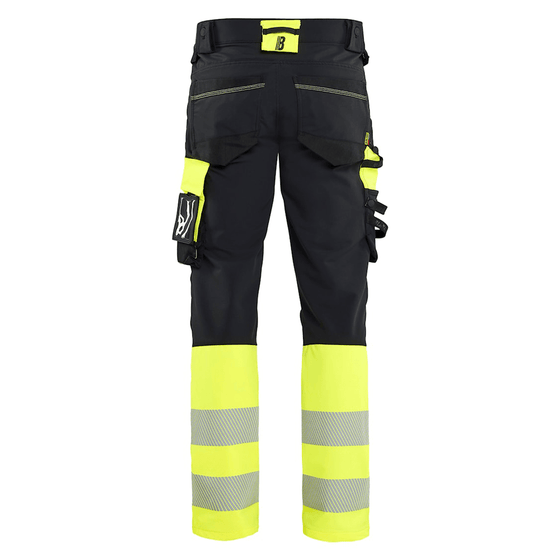 Blaklader 1126 Hi-Vis 4-Way Stretch Kneepad Trousers Black/Yellow - Workwear Nation Ltd