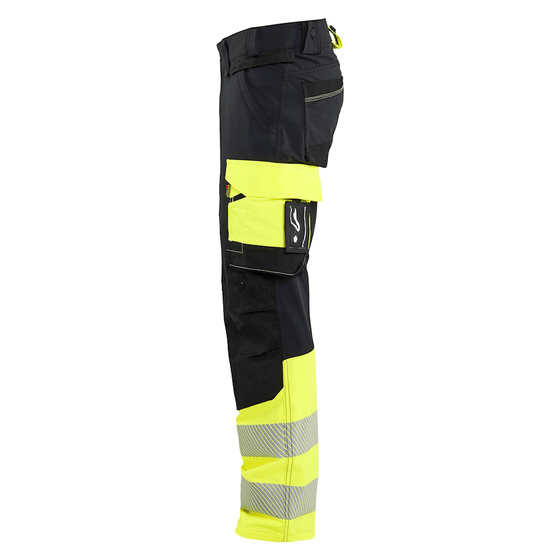 Blaklader 1126 Hi-Vis 4-Way Stretch Kneepad Trousers Black/Yellow - Workwear Nation Ltd