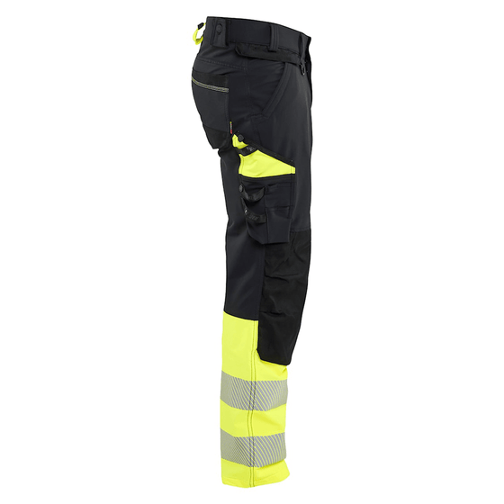 Blaklader 1126 Hi-Vis 4-Way Stretch Kneepad Trousers Black/Yellow - Workwear Nation Ltd