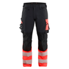 Blaklader 1126 Hi-Vis 4-Way Stretch Kneepad Trousers Black/Red - Workwear Nation Ltd