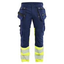  Blaklader 1130 Hi-Vis Stretch Kneepad Trousers Navy/Yellow