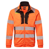 Portwest DX477 Hi-Vis Funnel Neck Full Zip Hooded Sweatshirt