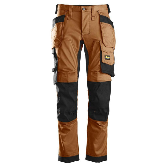 Snickers 6271 AllroundWork, Full Stretch Trousers Holster Pockets, Brown - Workwear Nation Ltd
