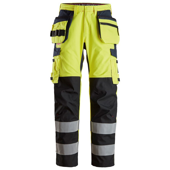 Snickers 6264 ProtecWork, Trousers Reinforced Shin, Holster Pockets High-Vis Class 2
