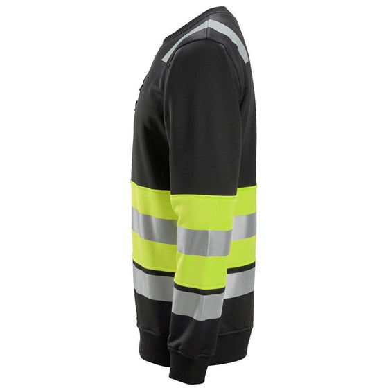 Snickers 8031 High-Vis Class 1 Sweatshirt Black / Hi-Vis Yellow / Medium