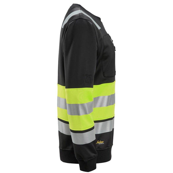 Snickers 8031 High-Vis Class 1 Sweatshirt Black / Hi-Vis Yellow / Medium