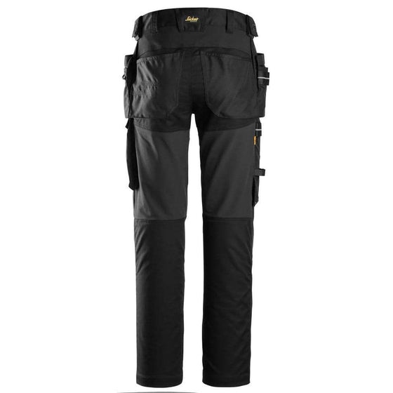 Snickers 6590 AllroundWork Stretch Trousers Capsulized Kneepads Holster Pockets Black / 52 (36" Waist, 32" Leg)