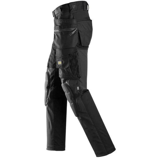 Snickers 6590 AllroundWork Stretch Trousers Capsulized Kneepads Holster Pockets Black / 52 (36" Waist, 32" Leg)