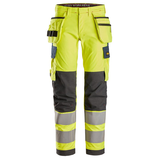 Snickers 6268 ProtecWork Stretch Work Trousers Holster Pockets, High-Vis Class 2
