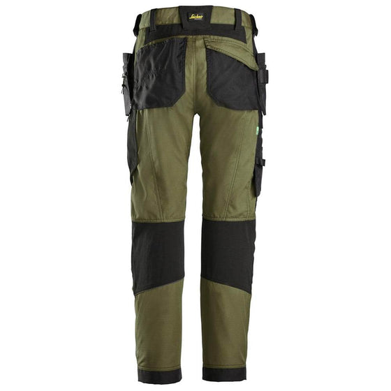 Snickers 6902 FlexiWork, Kneepad Holster Pocket Work Trousers Khaki Green - Workwear Nation Ltd