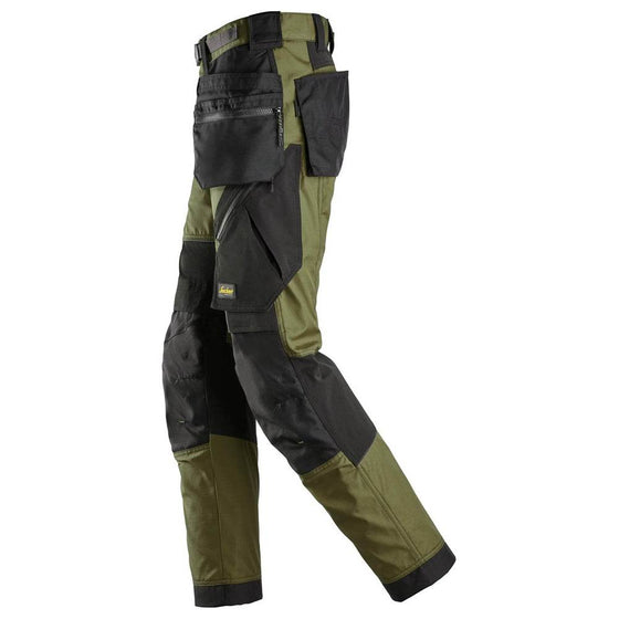Snickers 6902 FlexiWork, Kneepad Holster Pocket Work Trousers Khaki Green - Workwear Nation Ltd