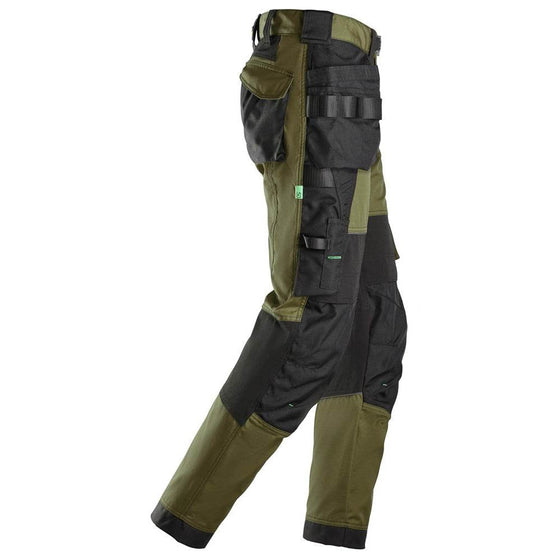 Snickers 6902 FlexiWork, Kneepad Holster Pocket Work Trousers Khaki Green - Workwear Nation Ltd