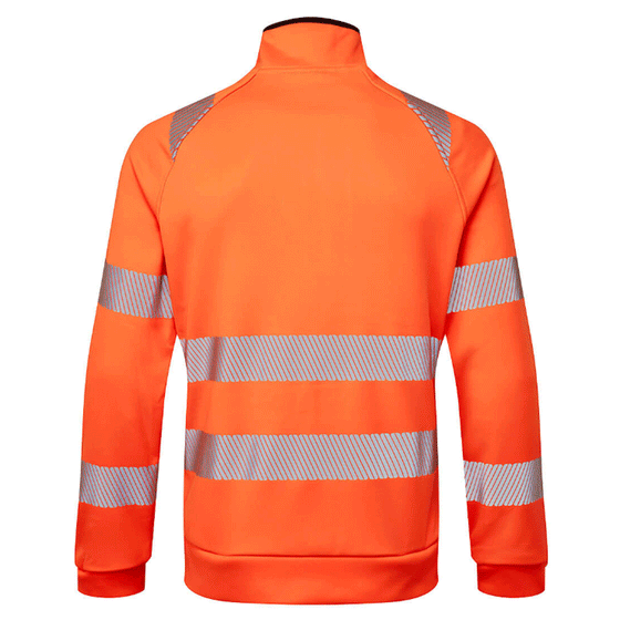 Portwest DX477 Hi-Vis Funnel Neck Full Zip Hooded Sweatshirt