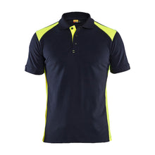  Blaklader 3324 Short Sleeve Polo Shirt Dark Navy Blue / Hi-Vis Yellow