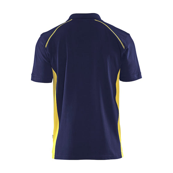 Blaklader 3324 Short Sleeve Polo Shirt Navy Blue / Hi-Vis Yellow