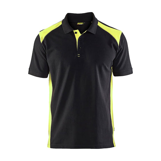 Blaklader 3324 Short Sleeve Polo Shirt Black / Hi-Vis Yellow