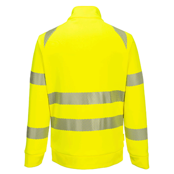 Portwest DX477 Hi-Vis Funnel Neck Full Zip Hooded Sweatshirt