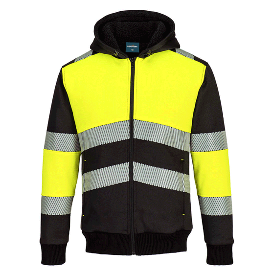 Portwest PW377 Hi-Vis Class 1 Fleece Lined Zip Hoodie