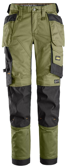  Snickers 6247 Khaki Green AllroundWork Women's Stretch Trousers Holster Pockets
