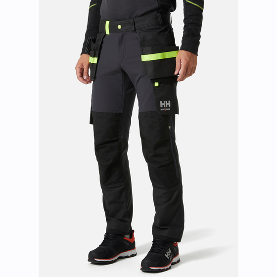 HELLY HANSEN 77405 OXFORD 4-WAY STRETCH CONSTRUCTION WORK PANT TROUSER GREY / BLACK