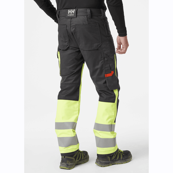 Helly Hansen 77420 Alna 2.0 Hi-Vis Stretch Work Pants Trousers Class 1 YELLOW/EBONY / D104 - 38.5" Waist - 30.5" Leg